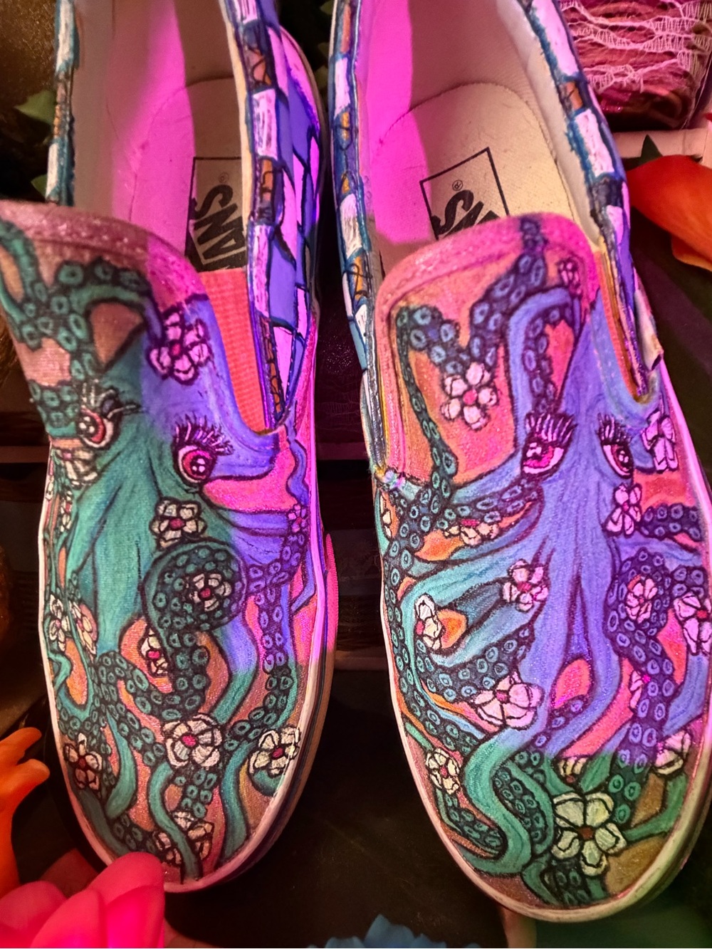 Vans Slip-On Sneakers with Hand-Drawn Octopus Art by Swhitey - Picture 3 of 12